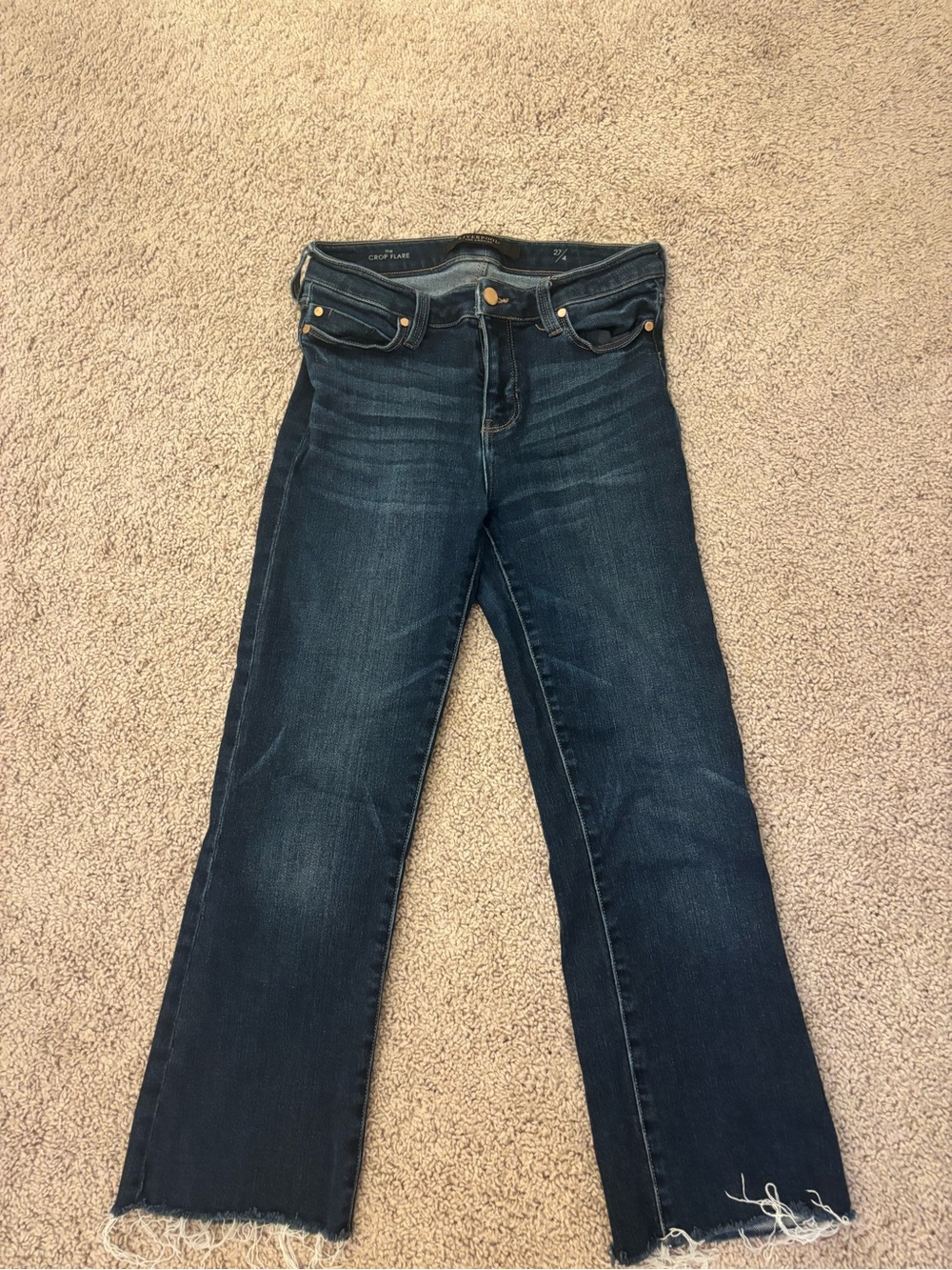 Liverpool LosAngelos Dark Blue crop flare Women’s Jeans - Distressed Hem